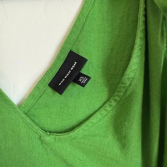 Who What Wear Kelly Green Linen Blend Oversized Baby Doll Tank Top Extra Small - Picture 6 of 8
